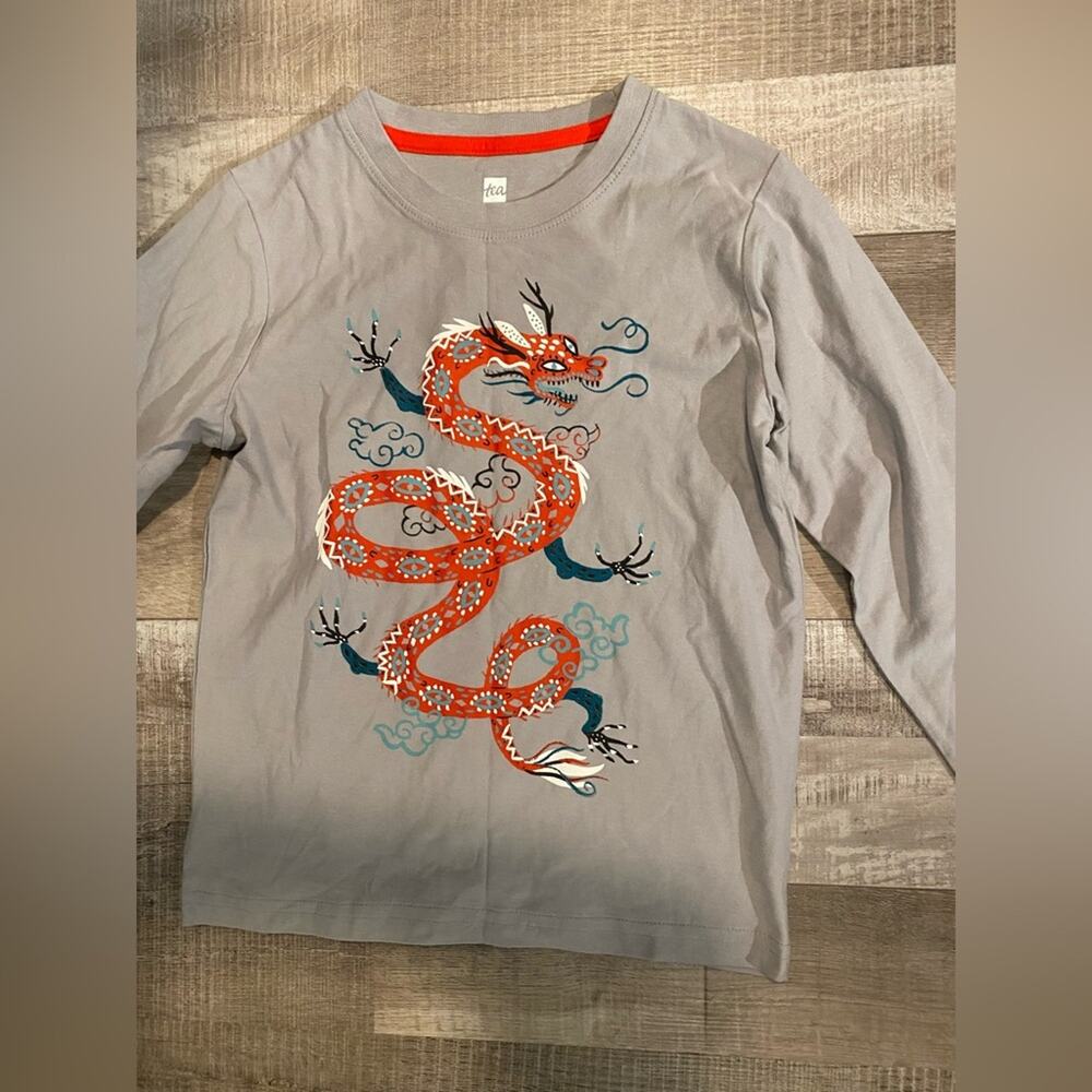 Tea Collection Himalayan Dragon Graphic Long Sleeve Shirt Size 7 NWT - Picture 3 of 8